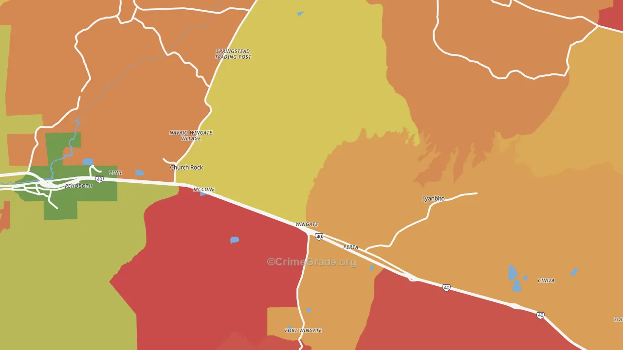 Jamestown, NM Map of Robbery Rates