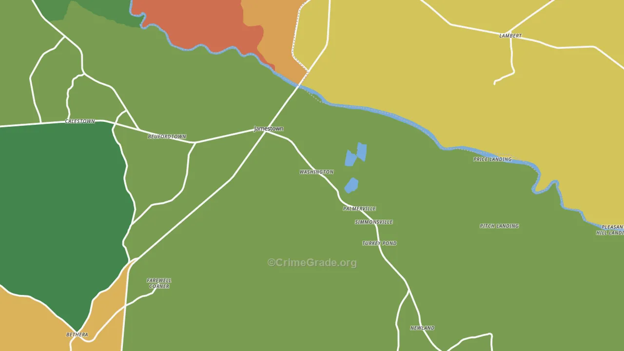 Jamestown, SC Map of Robbery Rates