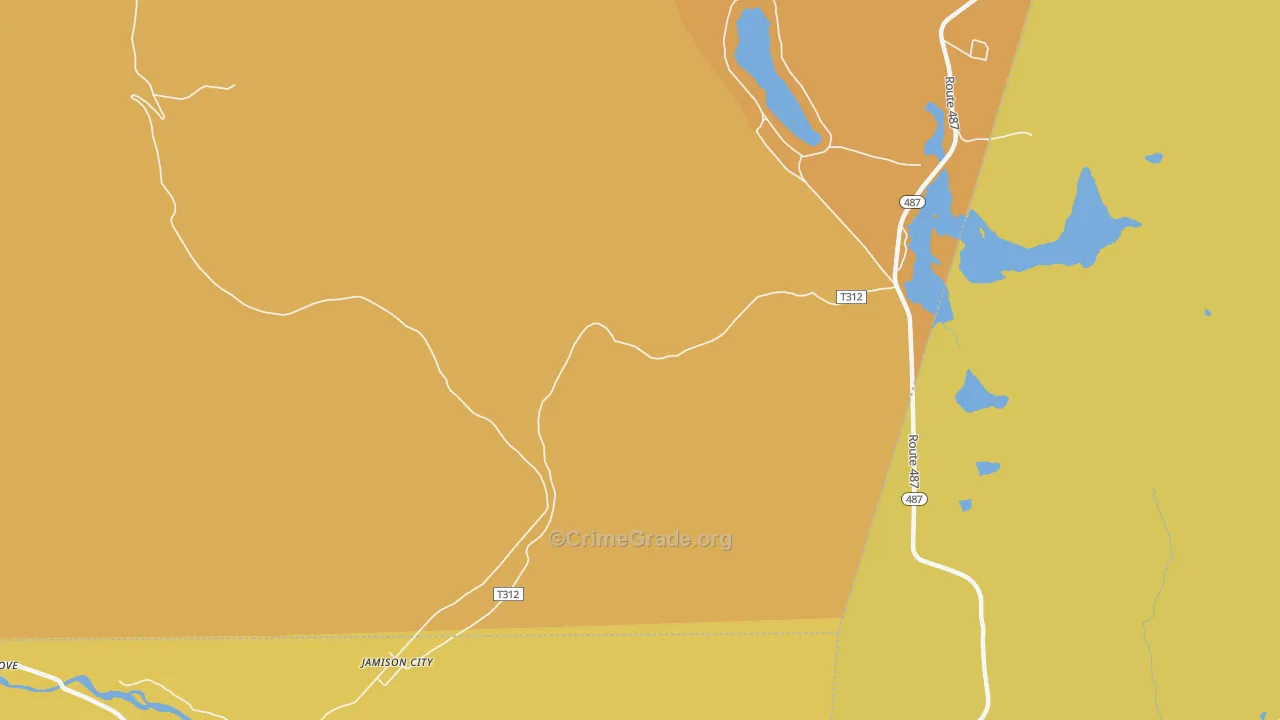 Jamison City, PA Map of Robbery Rates