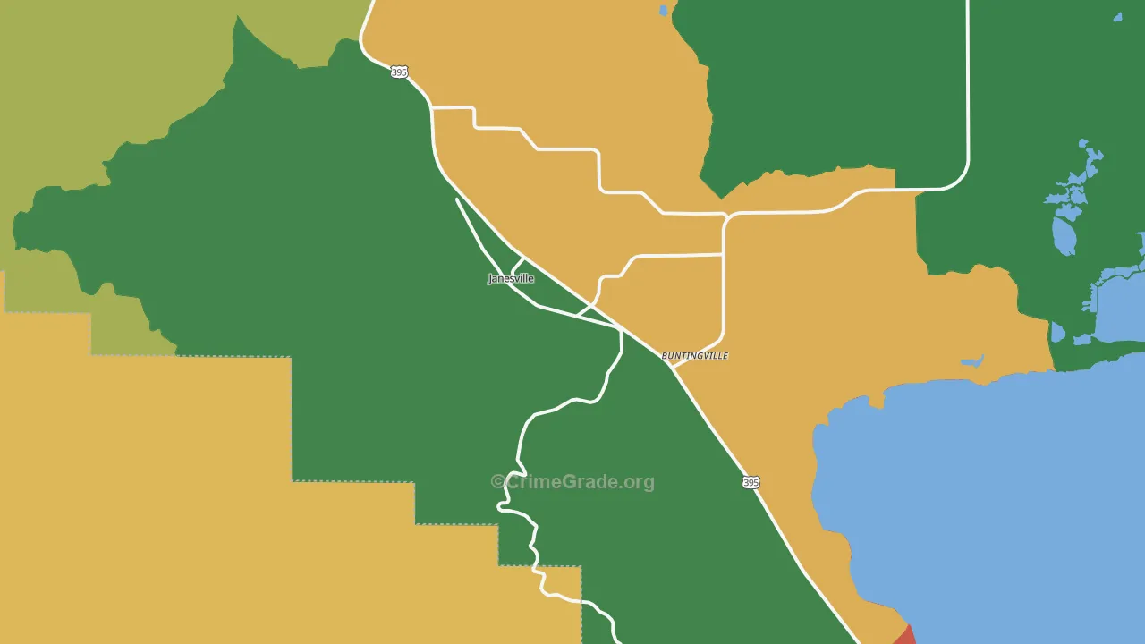 Janesville, CA Map of Robbery Rates