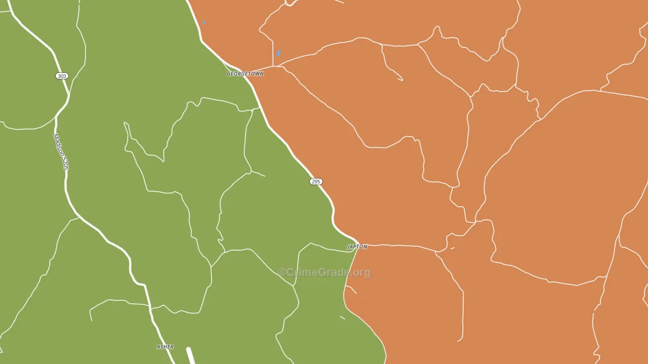 Japton, AR Map of Robbery Rates