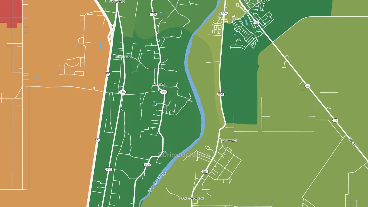 Jarales, NM Map of Robbery Rates