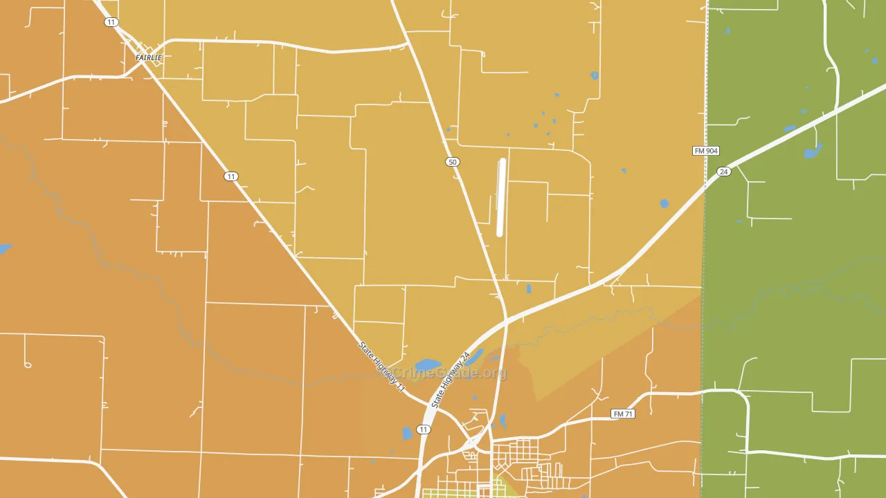 Jardin, TX Map of Robbery Rates