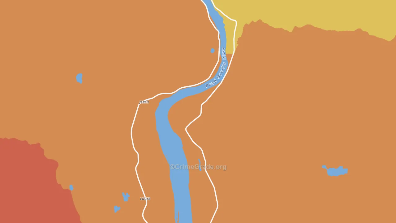 Jared, WA Map of Robbery Rates
