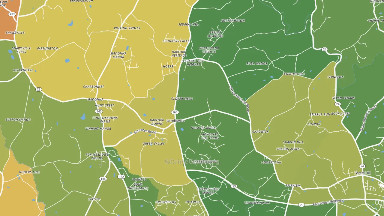 Jarrettsville, MD Map of Robbery Rates