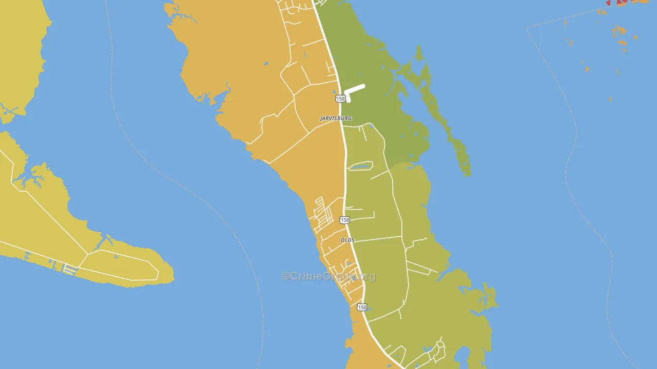 Jarvisburg, NC Map of Robbery Rates