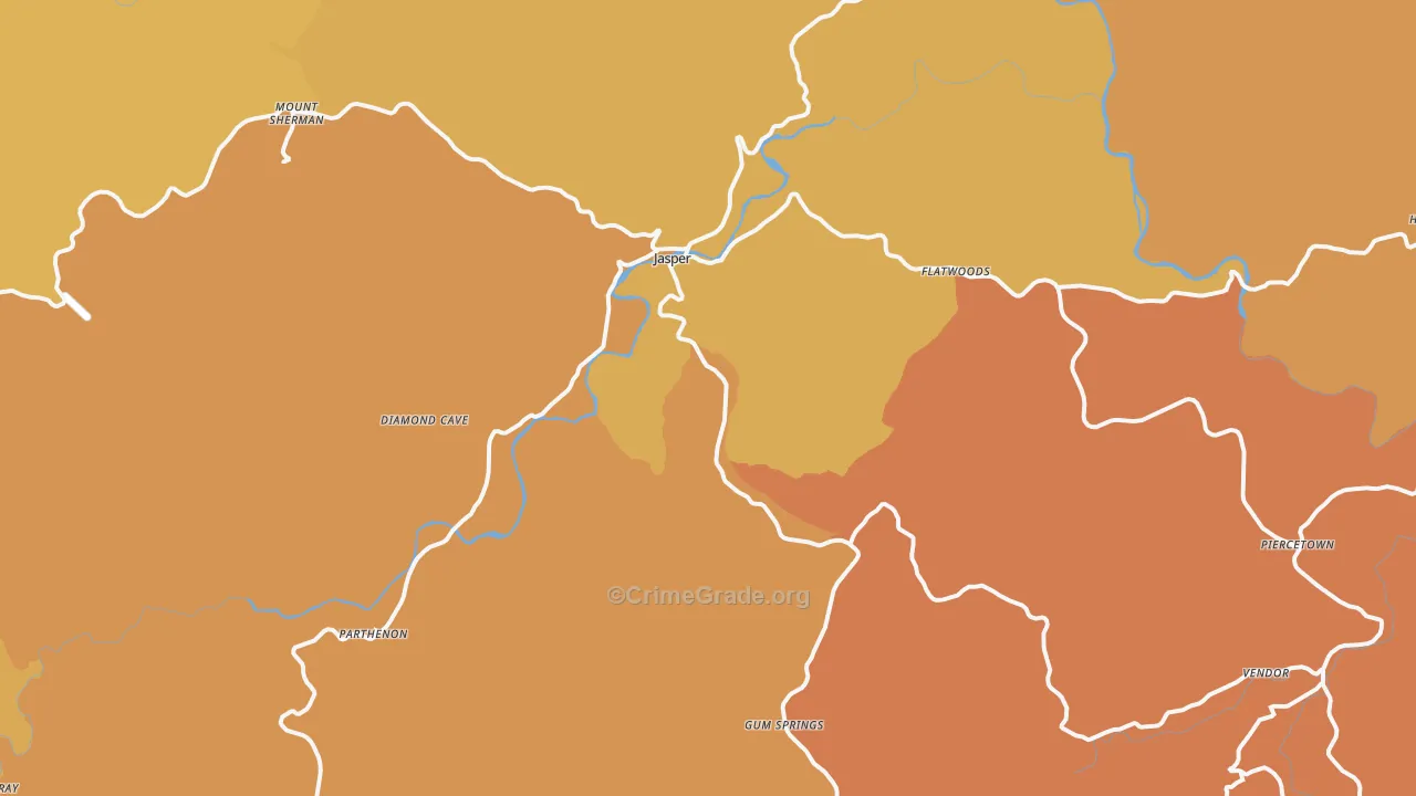 Jasper, AR Map of Robbery Rates