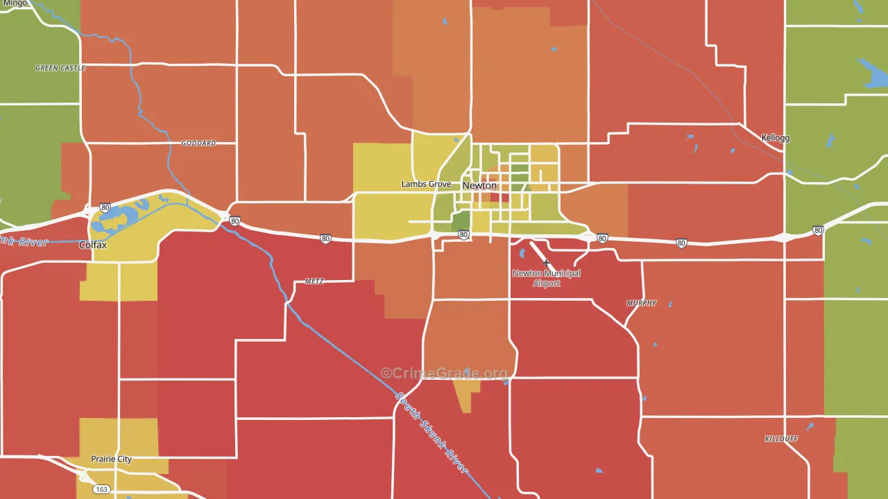 Jasper County, IA Map of Robbery Rates