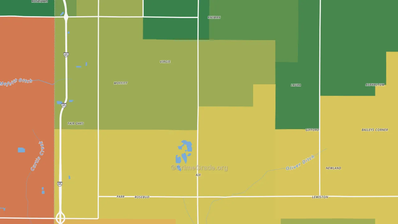 Jasper County, IN Map of Robbery Rates