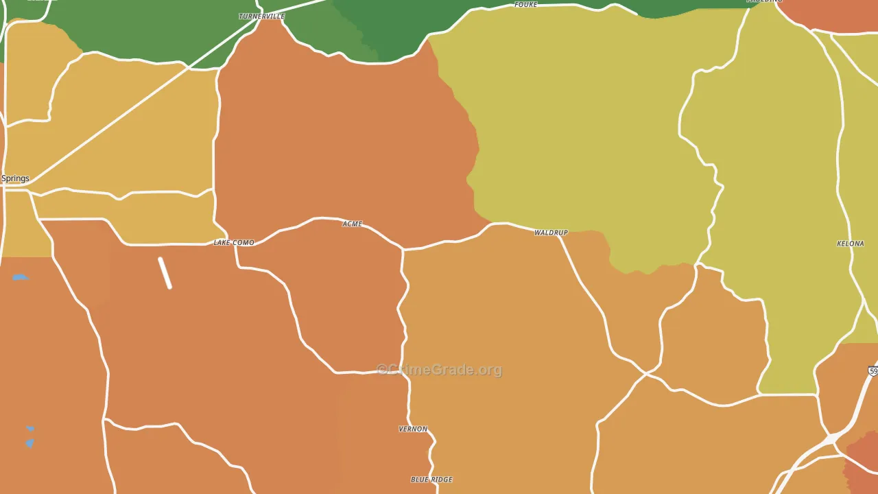 Jasper County, MS Map of Robbery Rates