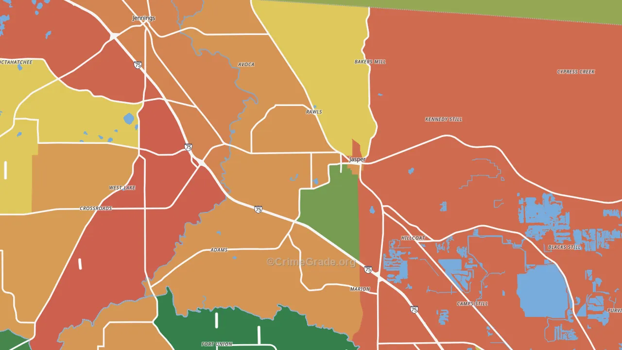 Jasper, FL Map of Robbery Rates