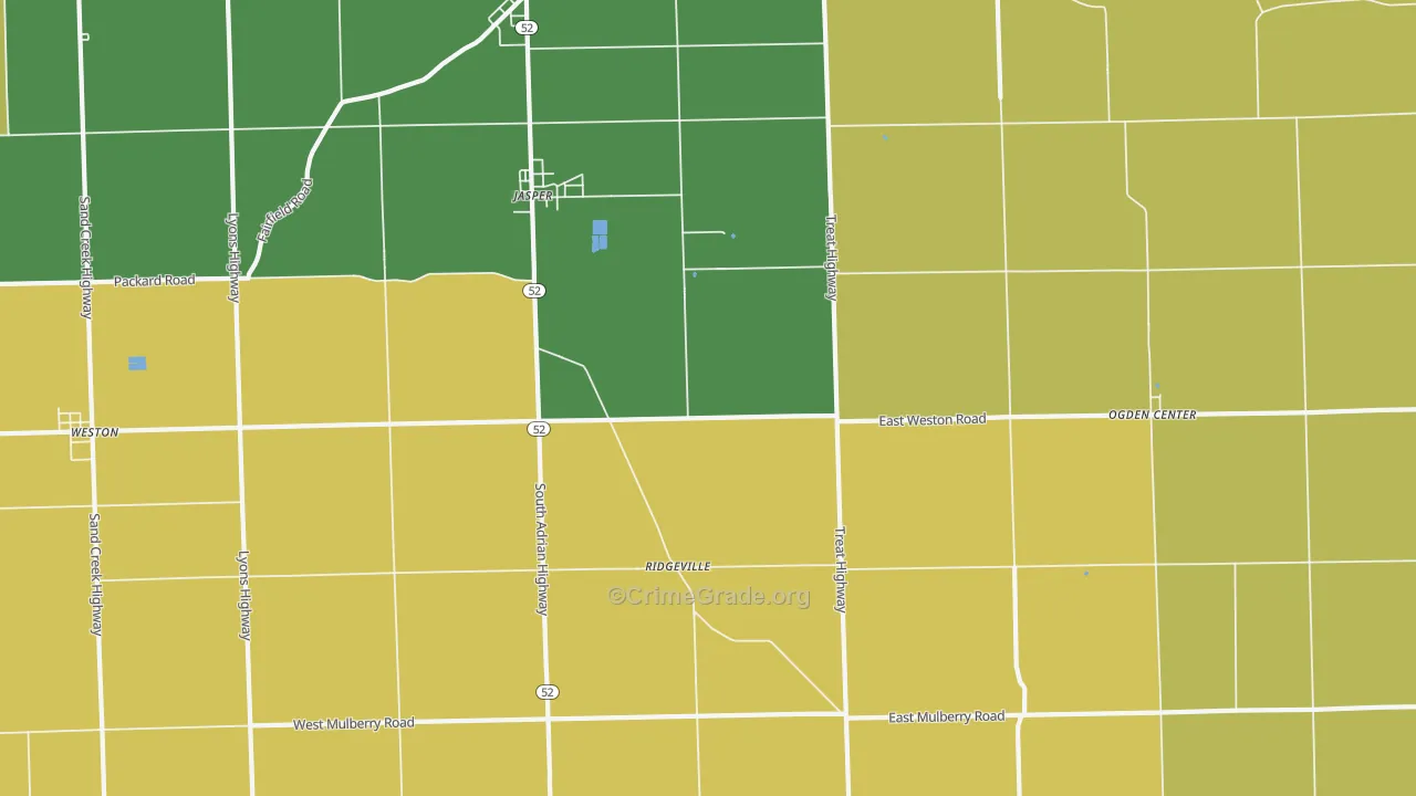 Jasper, MI Map of Robbery Rates