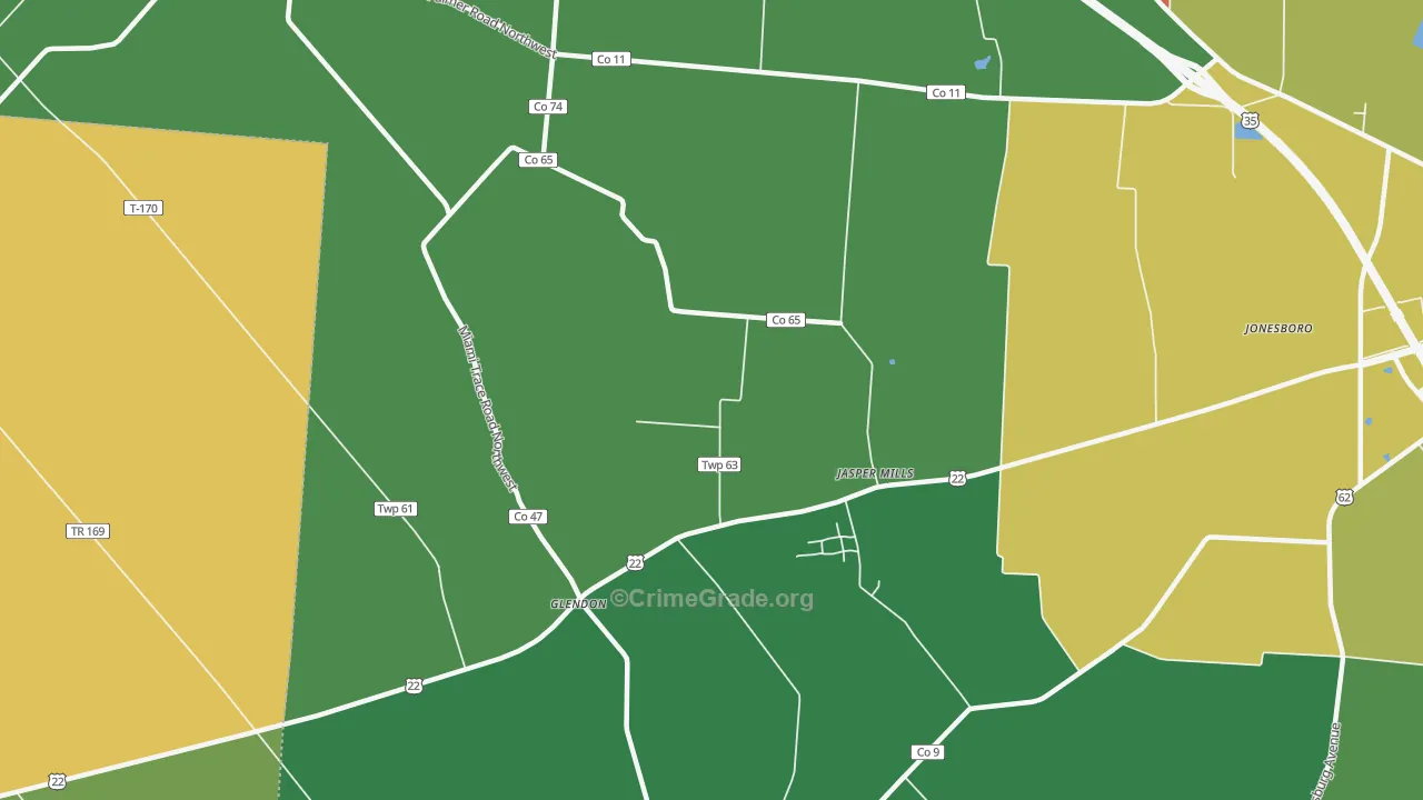 Jasper Mills, OH Map of Robbery Rates