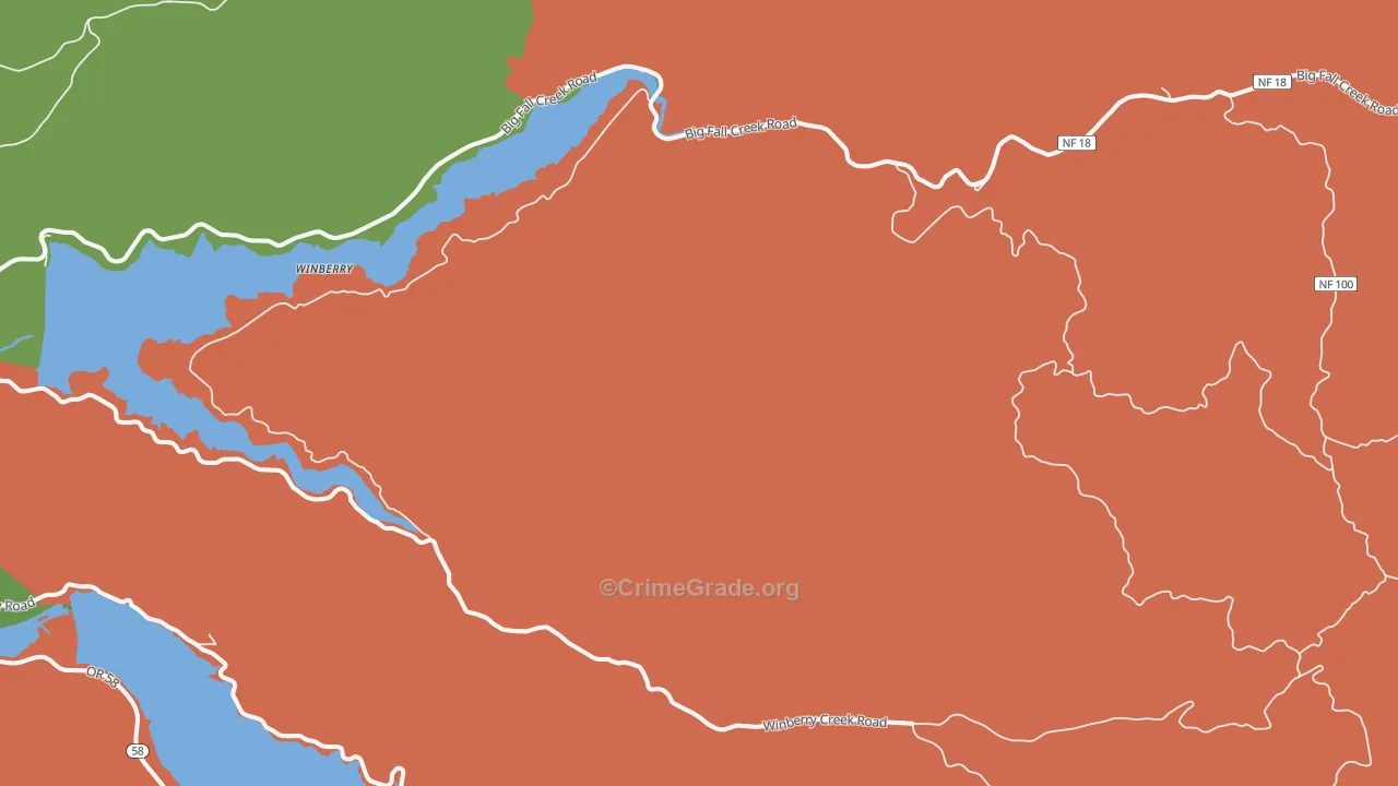 Jasper, OR Map of Robbery Rates