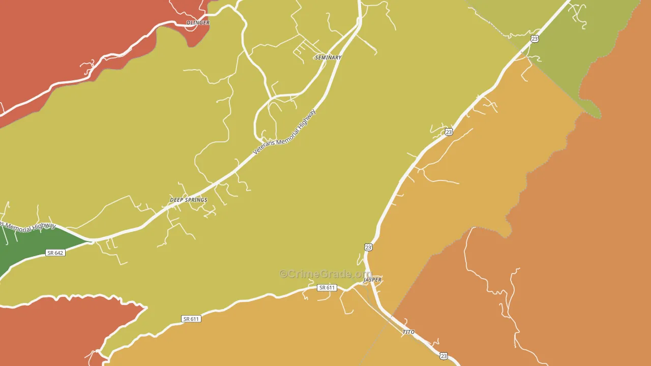 Jasper, VA Map of Robbery Rates