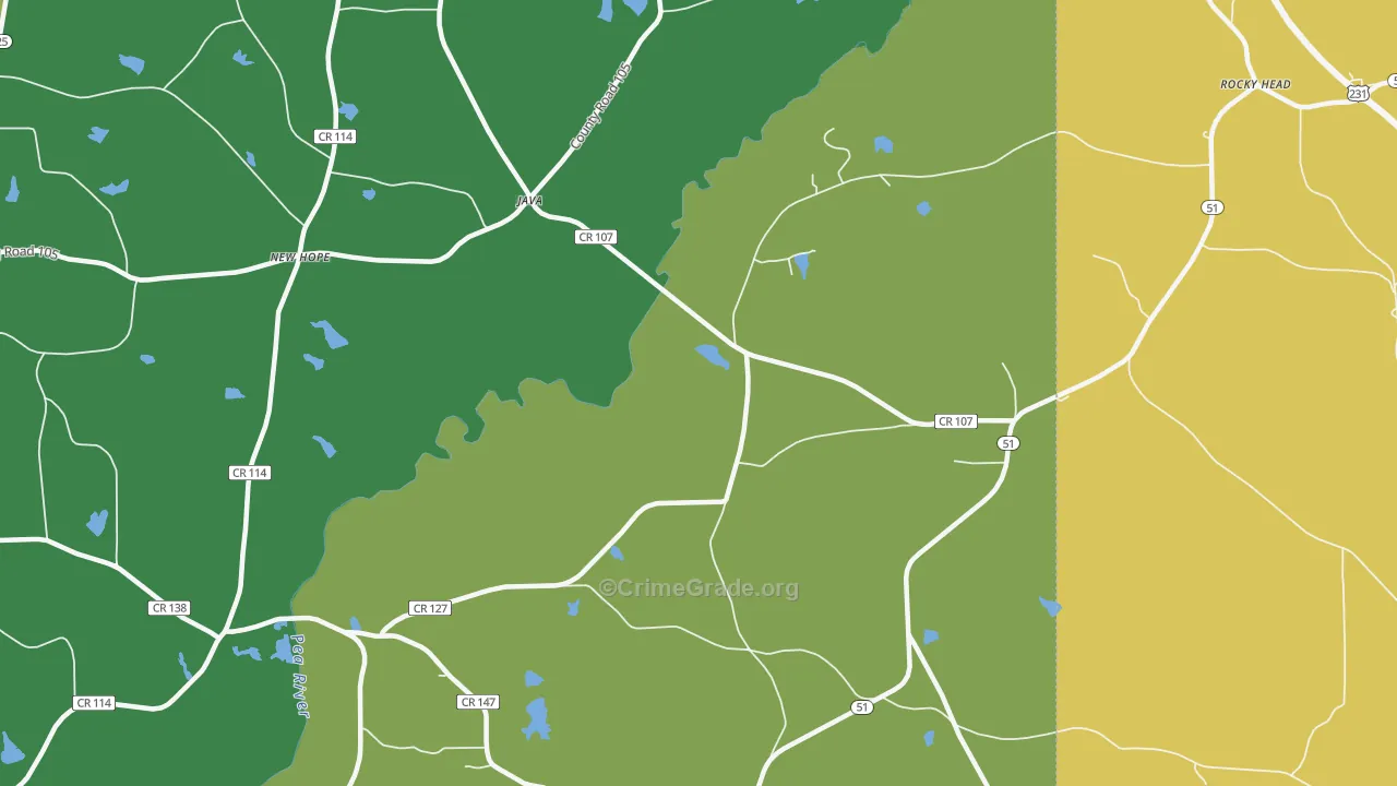 Java, AL Map of Robbery Rates