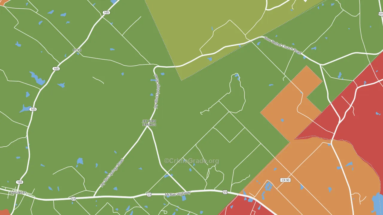 Jay Bird Springs, GA Map of Robbery Rates