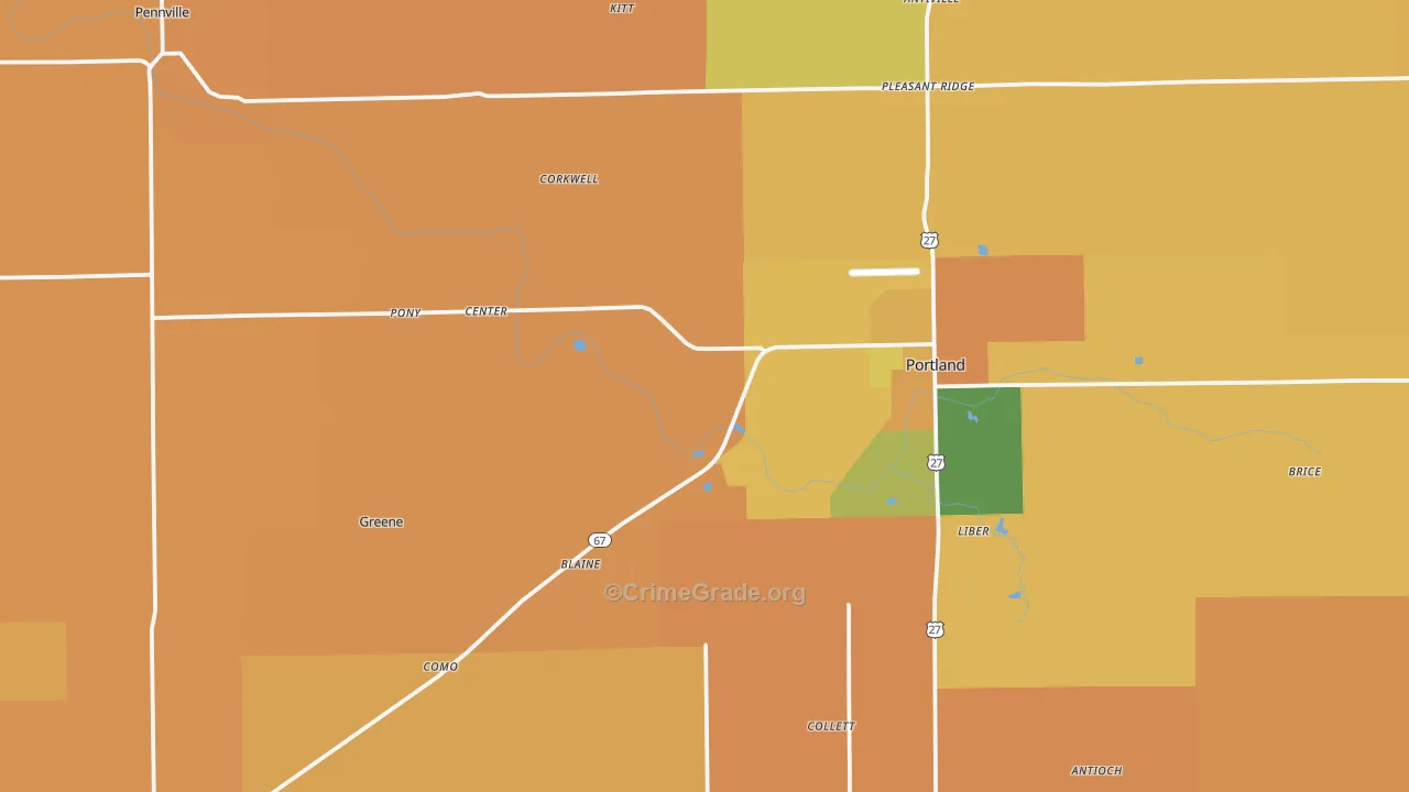Jay County, IN Map of Robbery Rates