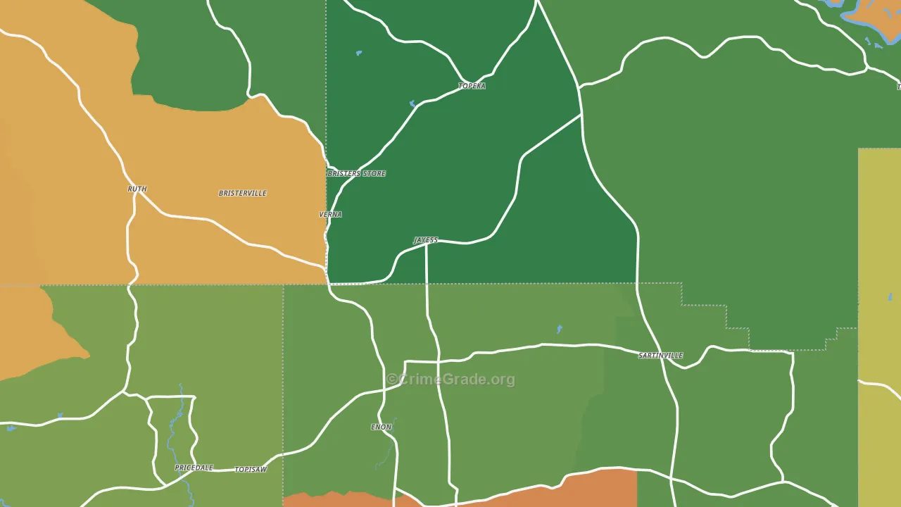 Jayess, MS Map of Robbery Rates