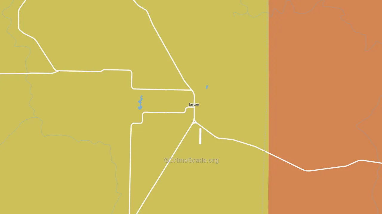 Jayton, TX Map of Robbery Rates