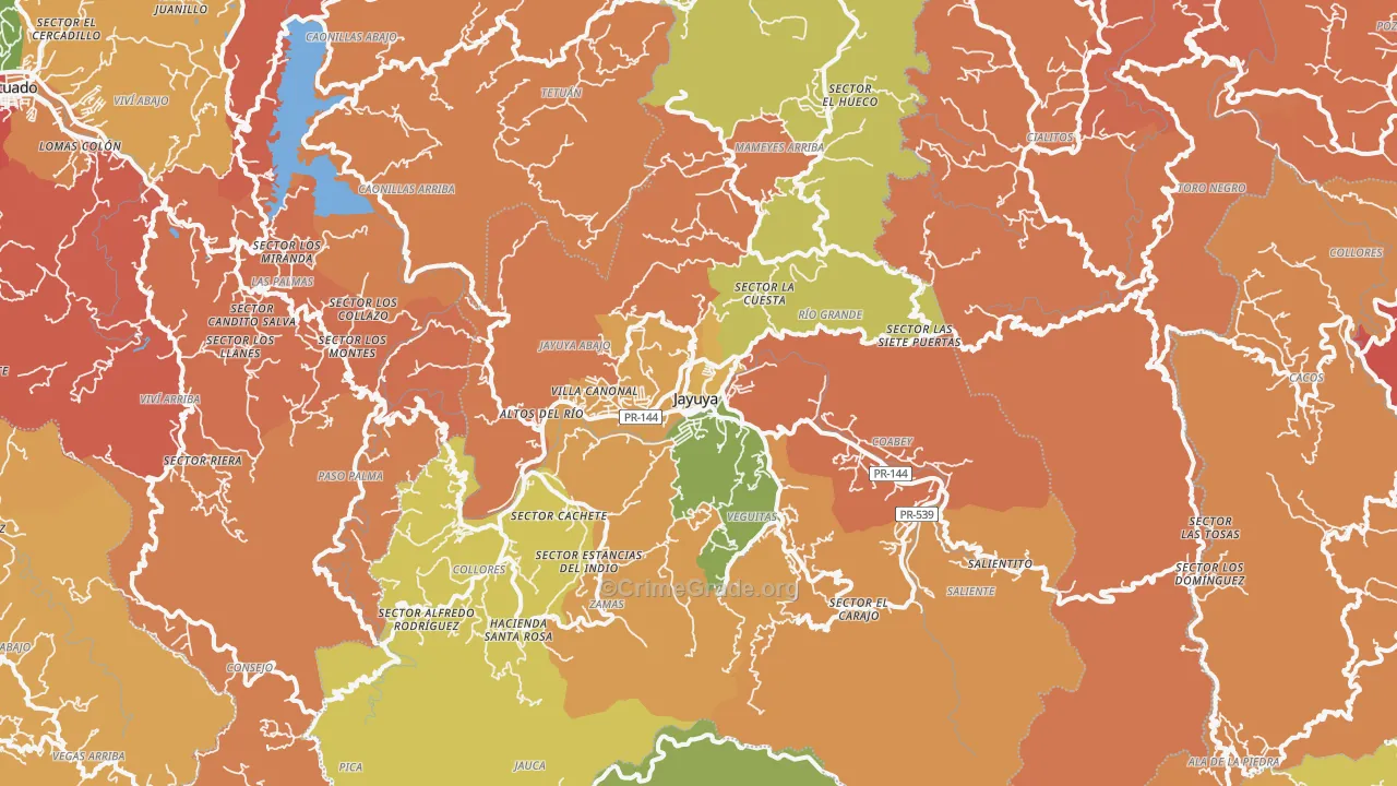 Jayuya, PR Map of Robbery Rates