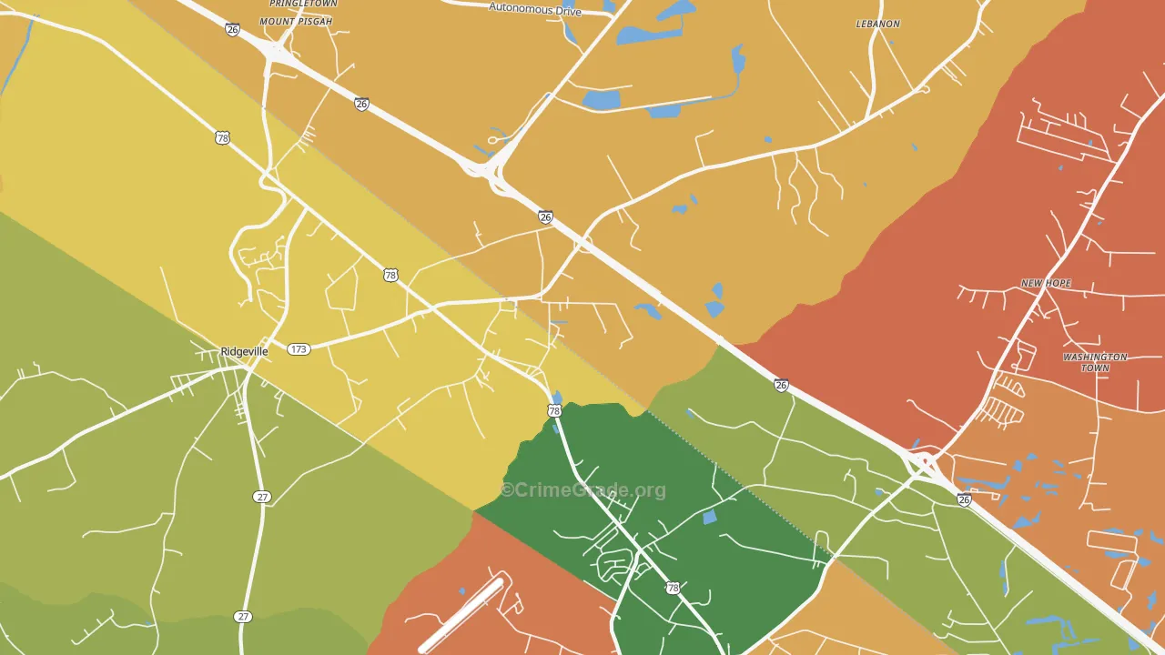 Jedburg, SC Map of Robbery Rates