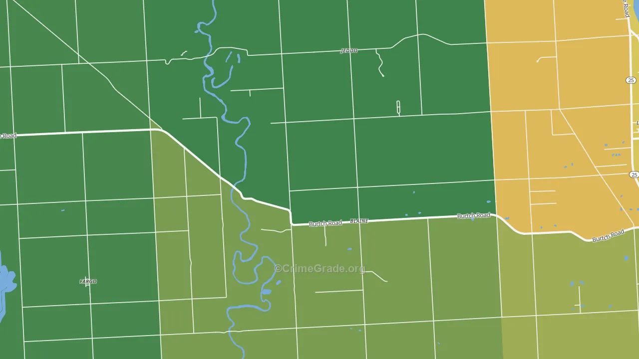 Jeddo, MI Map of Robbery Rates