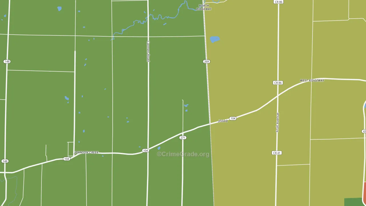 Jeddo, NY Map of Robbery Rates