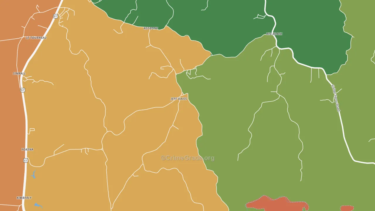 Jeff Davis, MS Map of Robbery Rates