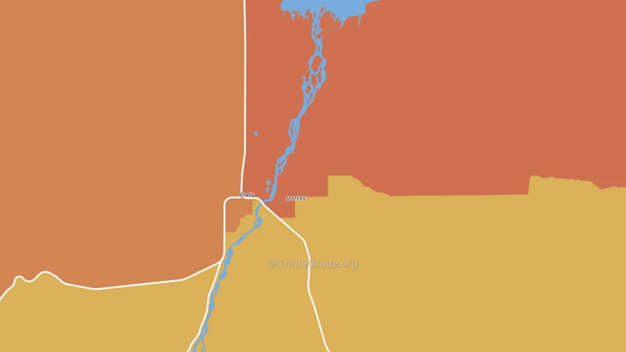 Jeffers, MT Map of Robbery Rates