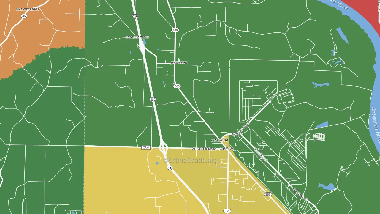 Jefferson, AR Map of Robbery Rates