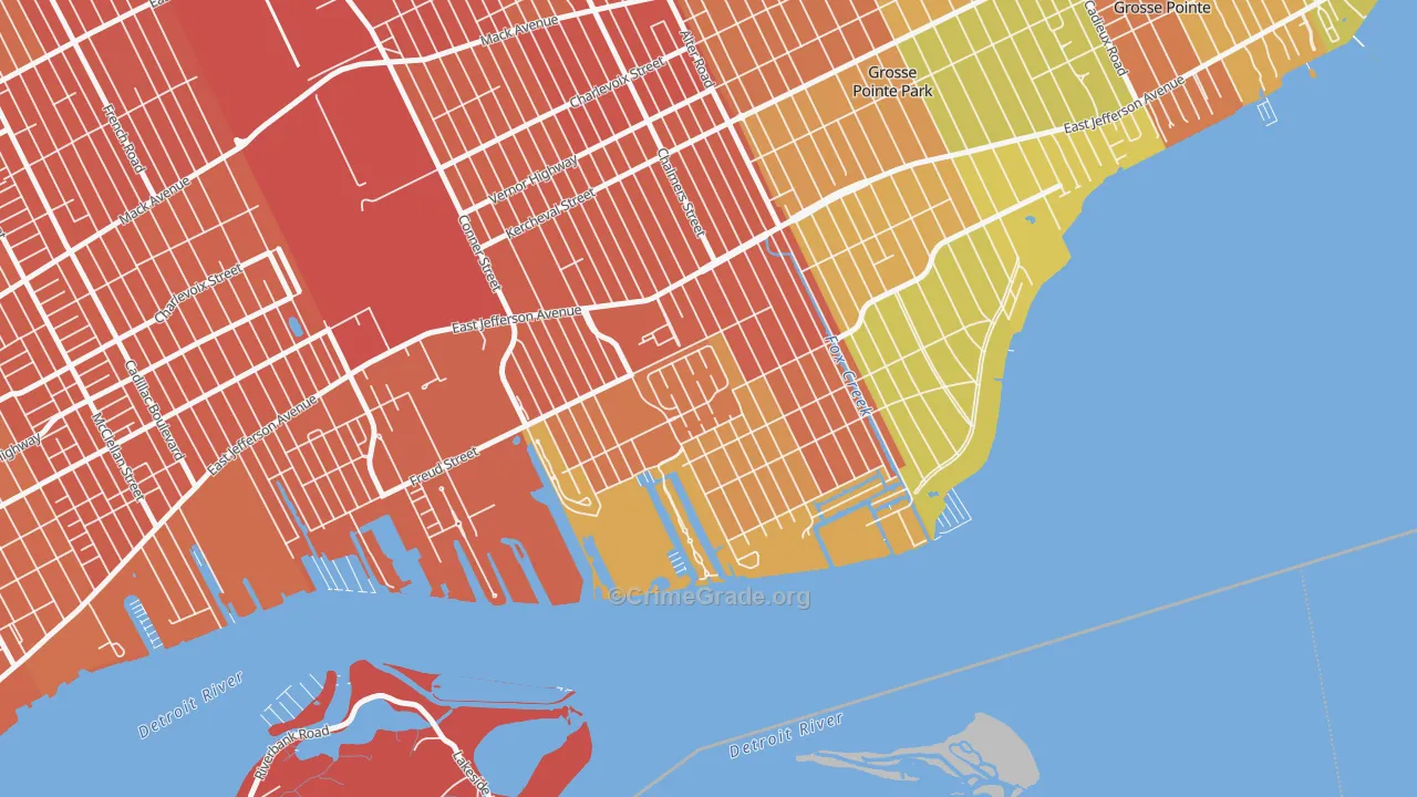 Jefferson Chalmers, Detroit, MI Map of Robbery Rates