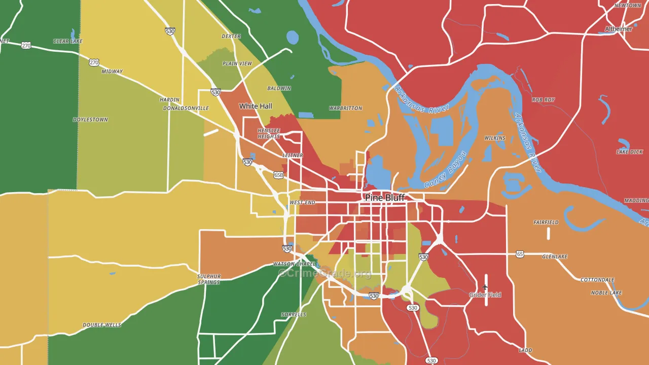 Jefferson County, AR Map of Robbery Rates