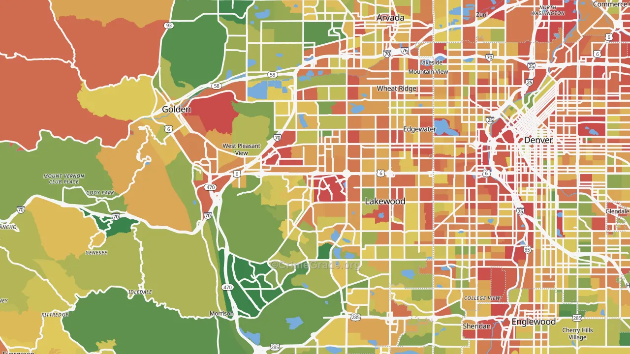 Jefferson County, CO Map of Robbery Rates