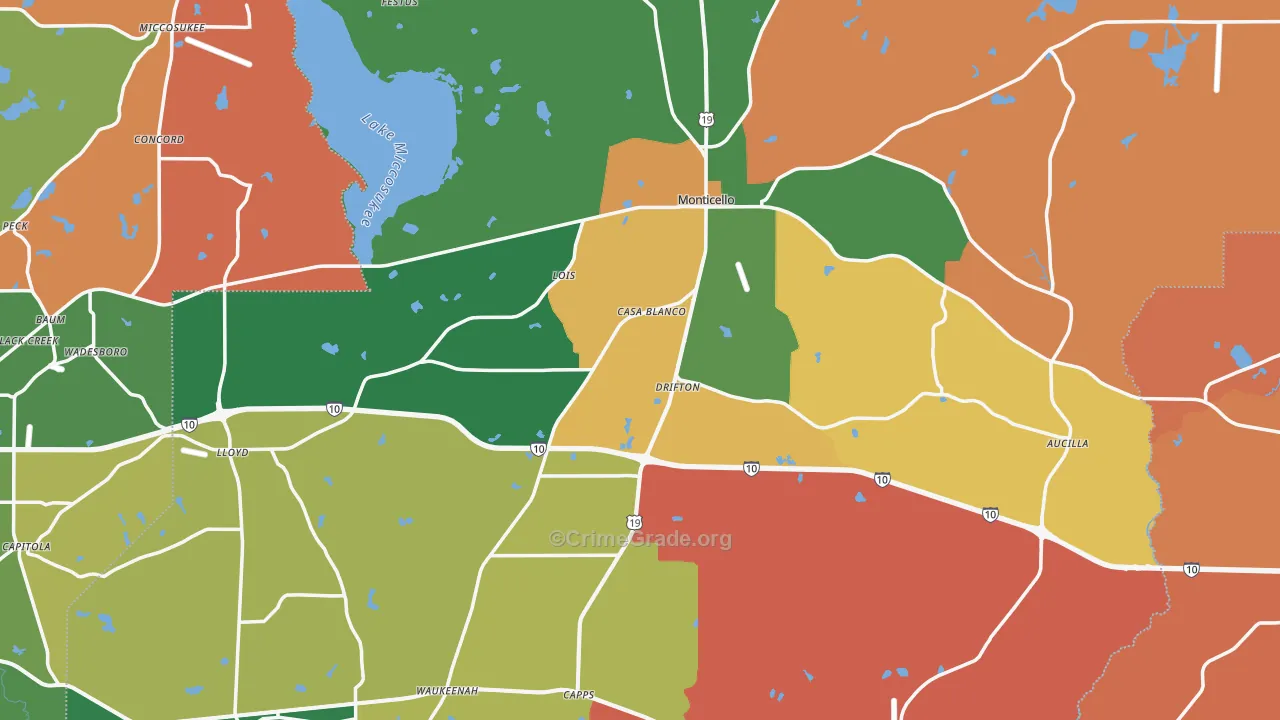 Jefferson County, FL Map of Robbery Rates