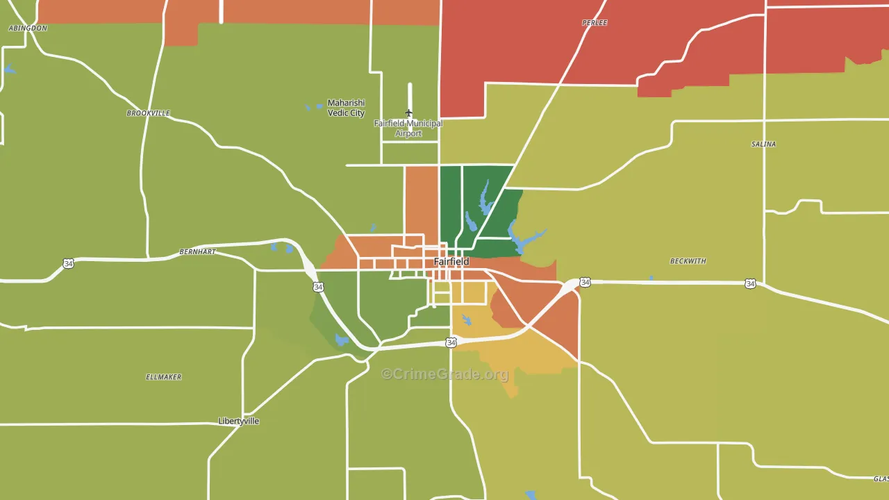 Jefferson County, IA Map of Robbery Rates