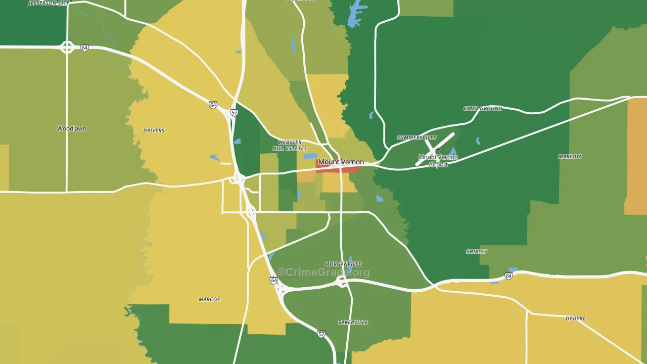 Jefferson County, IL Map of Robbery Rates