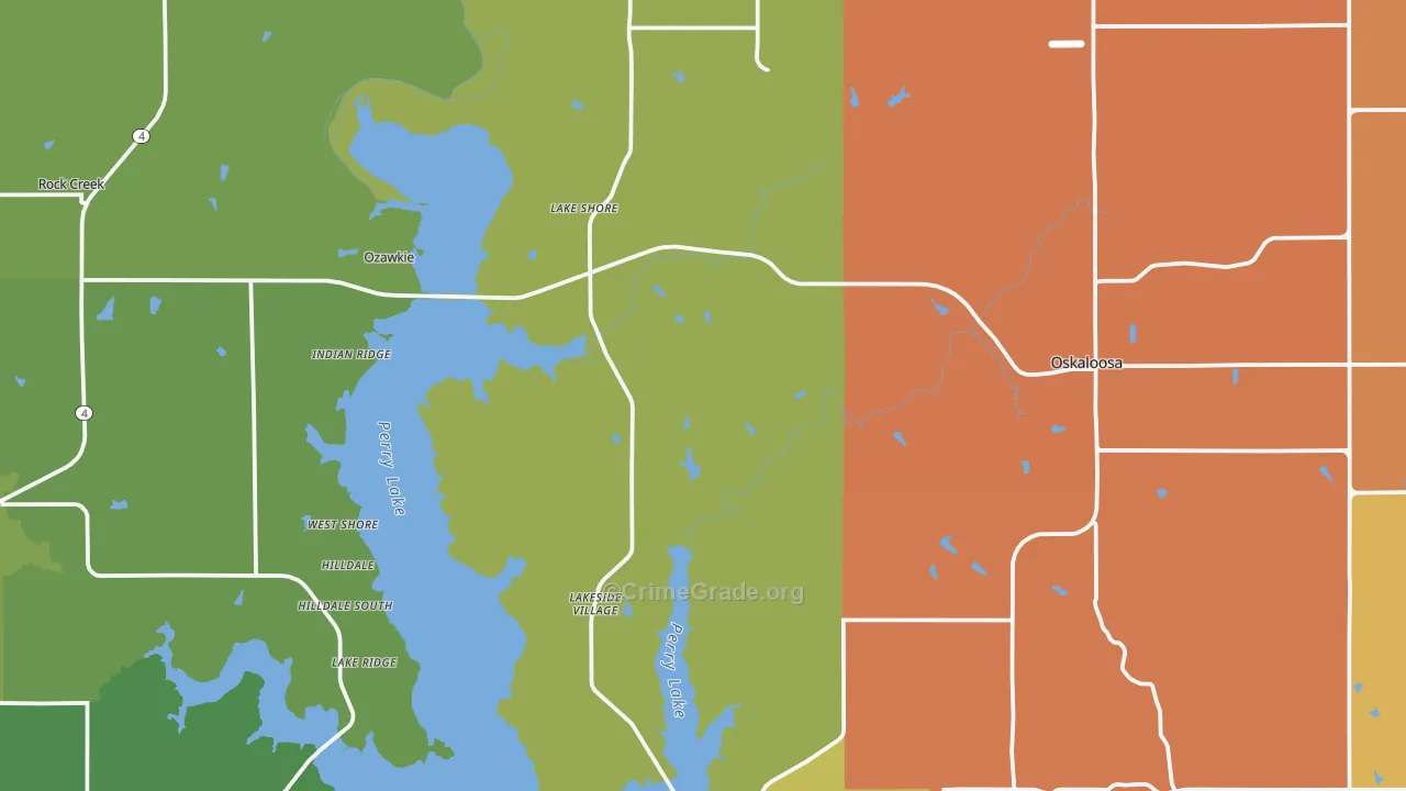 Jefferson County, KS Map of Robbery Rates