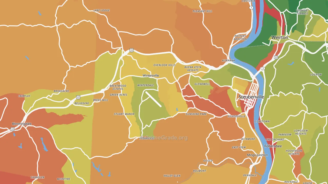 Jefferson County, OH Map of Robbery Rates