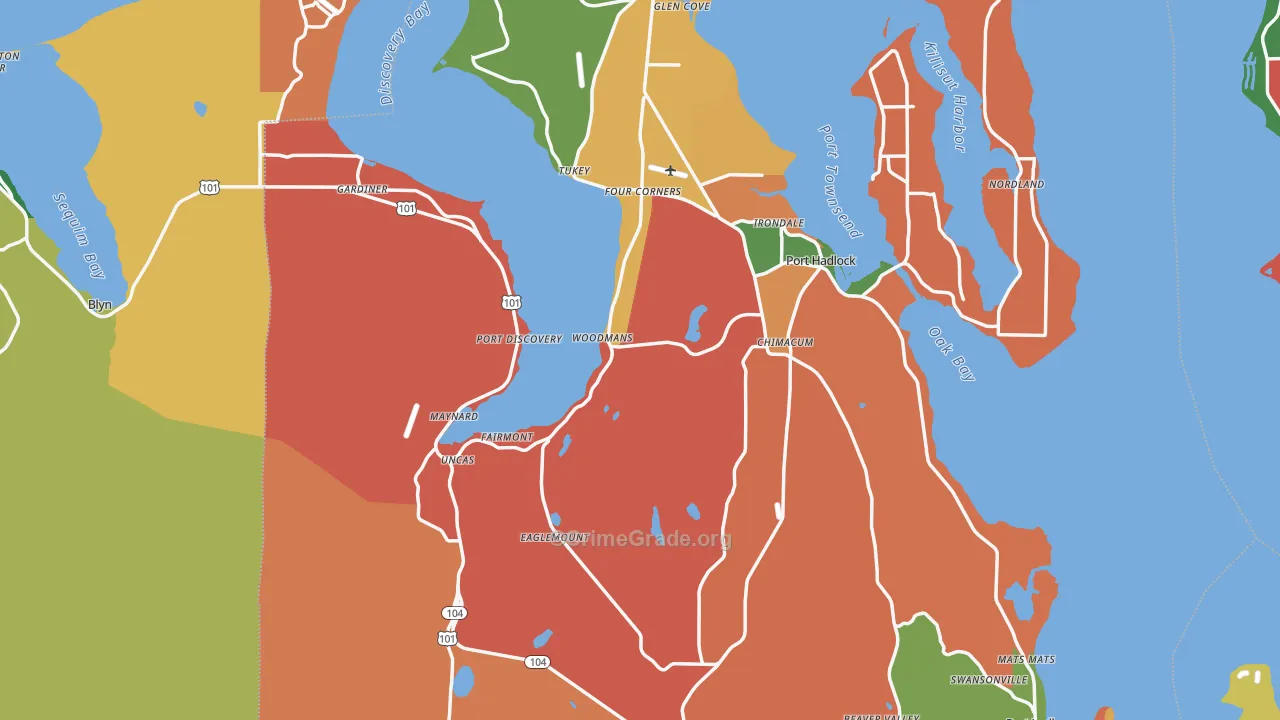 Jefferson County, WA Map of Robbery Rates