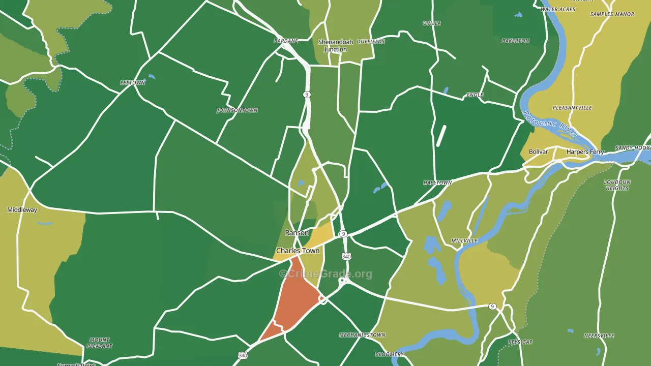 Jefferson County, WV Map of Robbery Rates