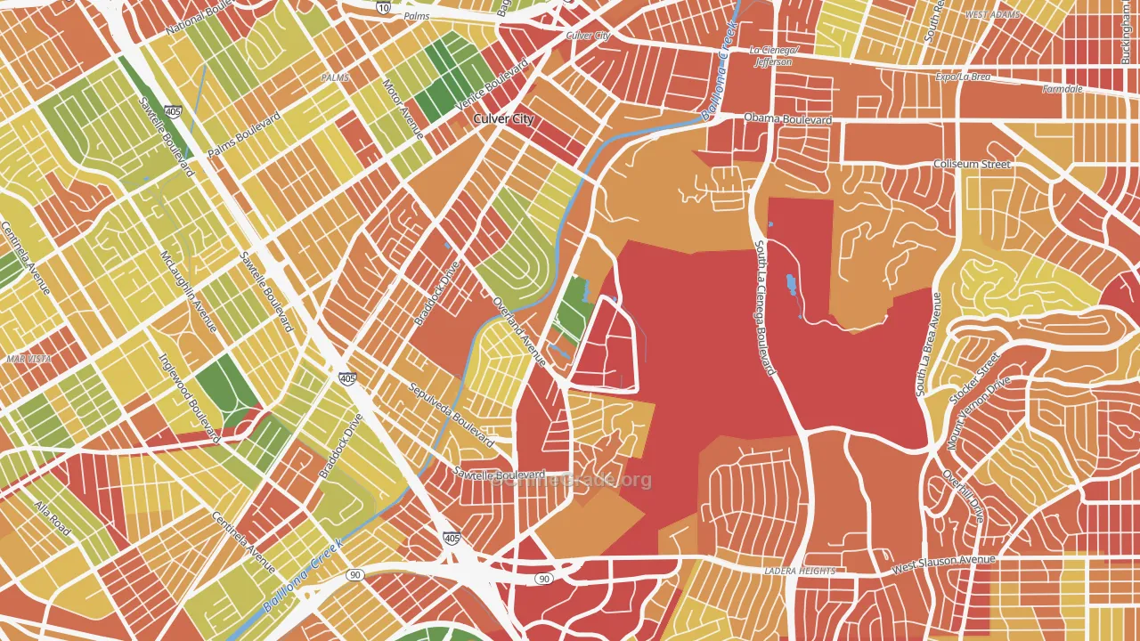 Jefferson, Culver City, CA Map of Robbery Rates