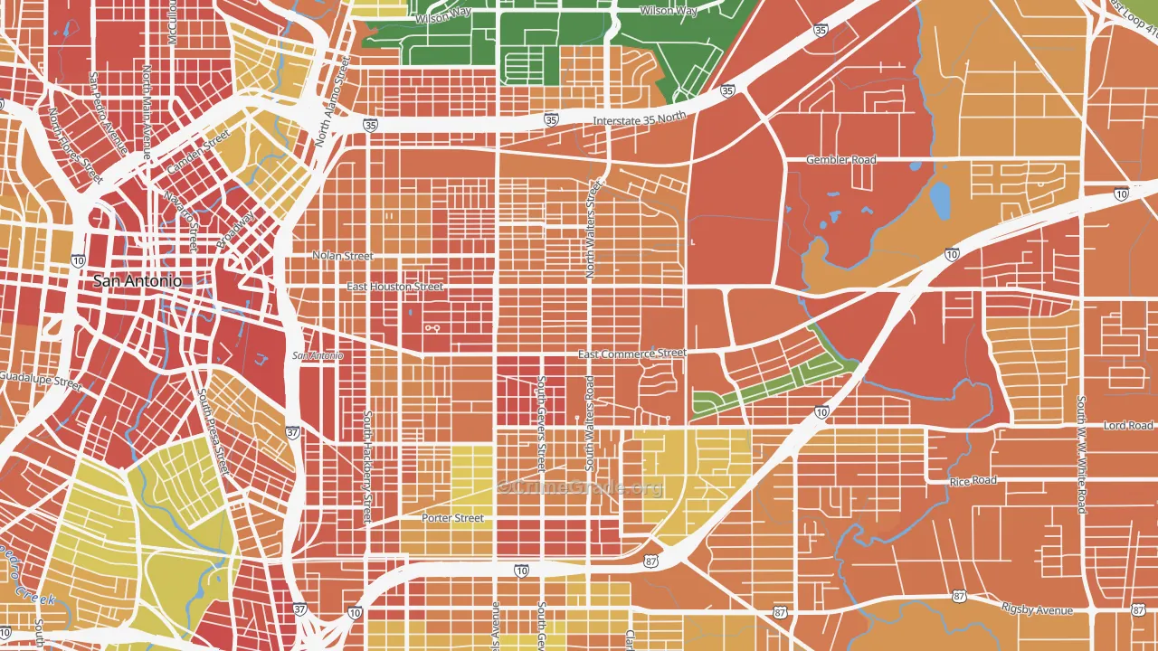 Jefferson Heights, San Antonio, TX Map of Robbery Rates