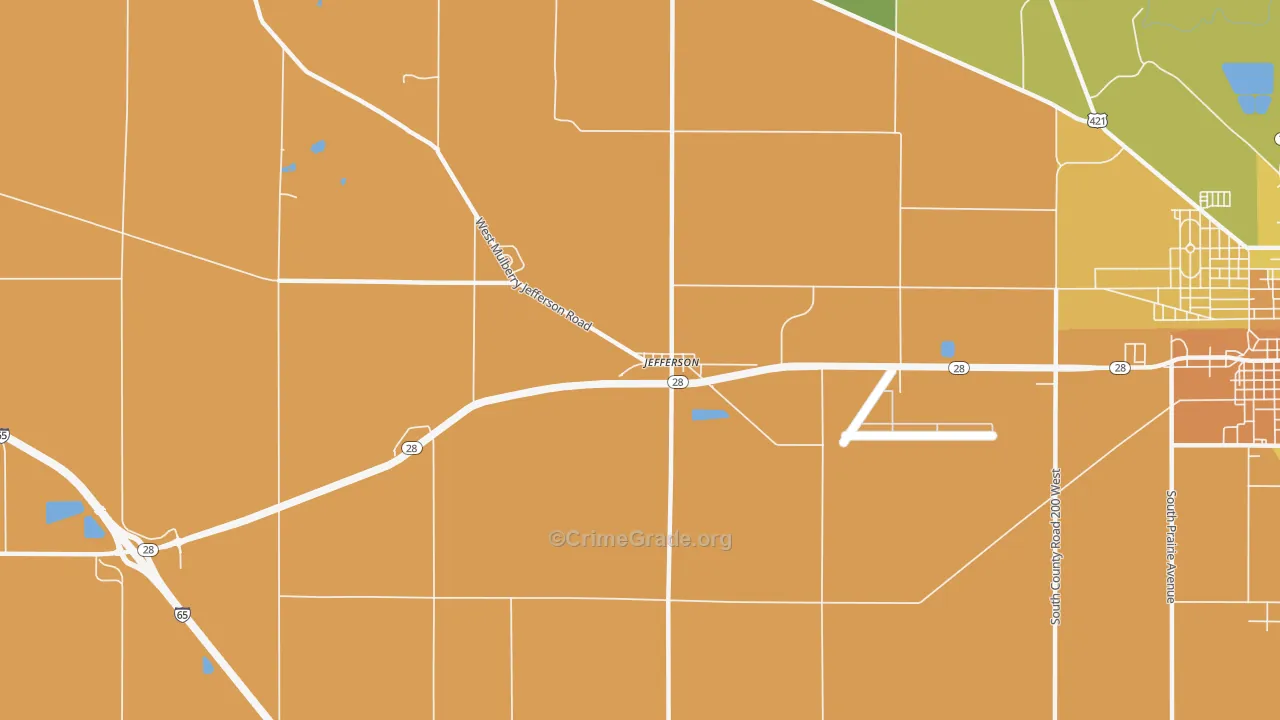 Jefferson, IN Map of Robbery Rates