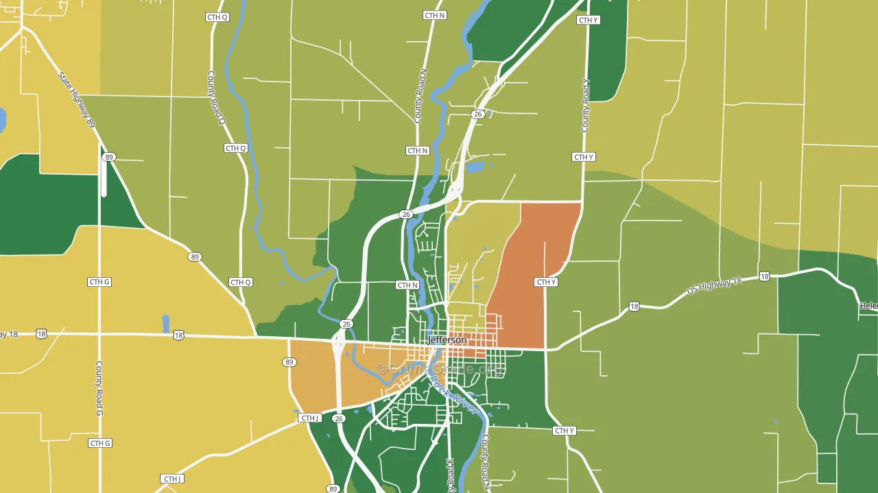 Jefferson Junction, WI Map of Robbery Rates