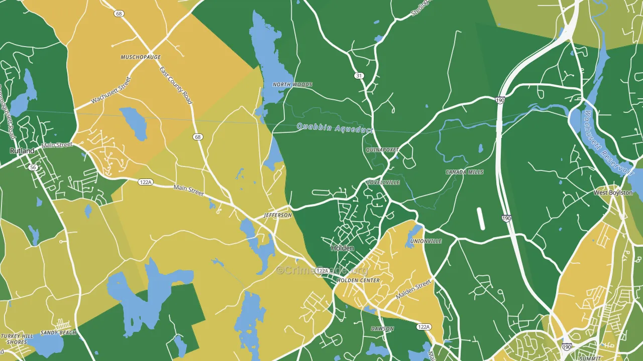 Jefferson, MA Map of Robbery Rates