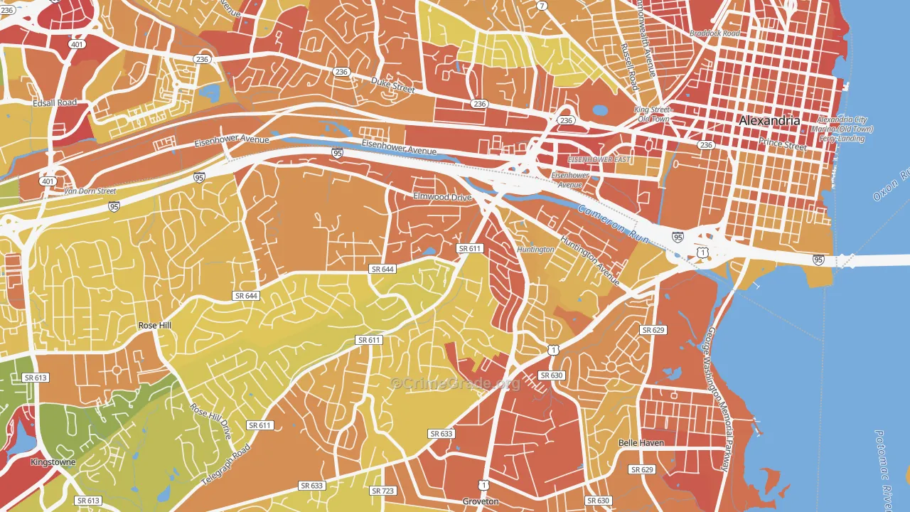 Jefferson Manor, VA Map of Robbery Rates