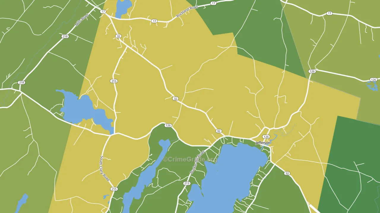 Jefferson, ME Map of Robbery Rates