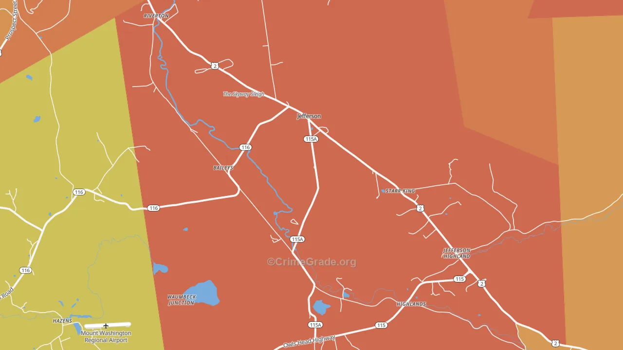 Jefferson, NH Map of Robbery Rates