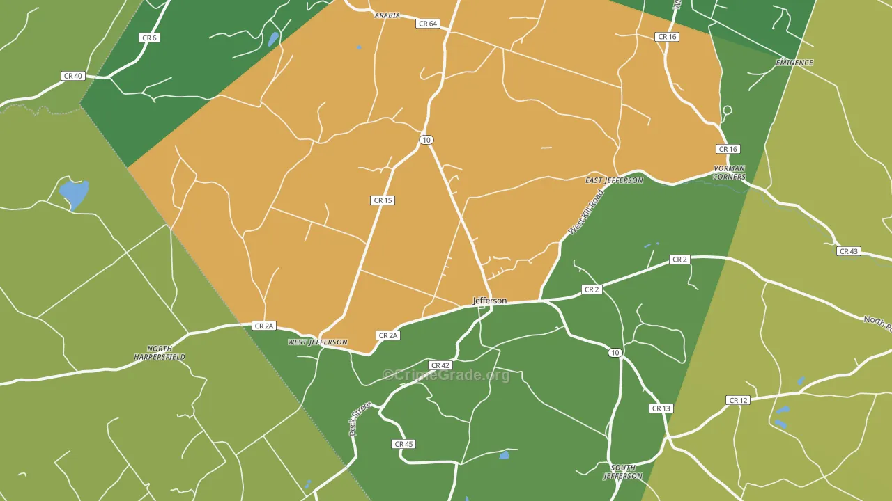 Jefferson, NY Map of Robbery Rates